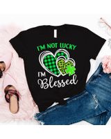 I'm Not Lucky I'm Blessed Shamrock Christian St Patricks Day Shirt Unisex Standard T-Shirt black s