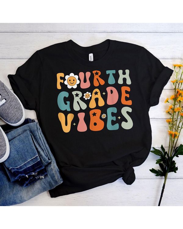 Fourth Grade Vibes 4th Grade Team Retro 1st Day Of School Shirt