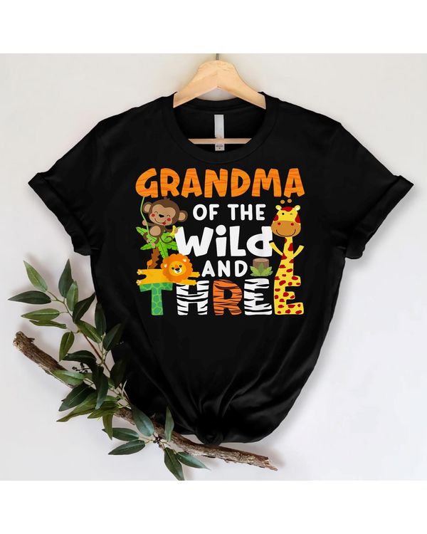Grandma Of The Wild And Three Safari Jungle Zoo Theme Party Shirt