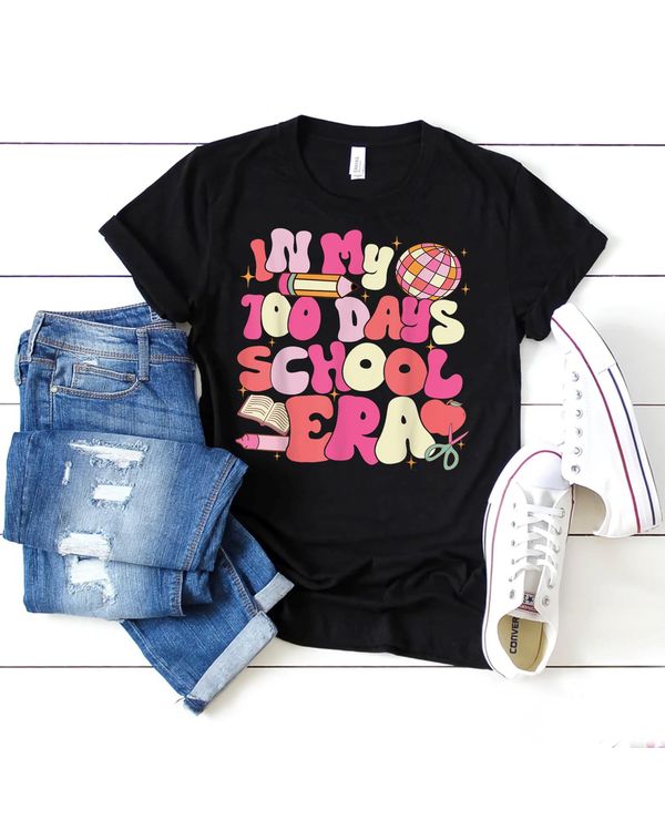 In My 100 Days Of School Era Retro Groovy 100th Day Teachers Shirt